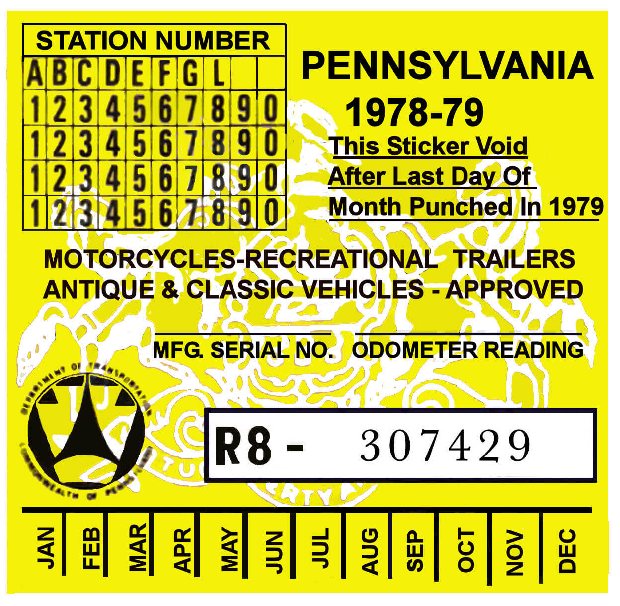 (image for) Pennsylvania 1978 Cycle Inspection Sticker